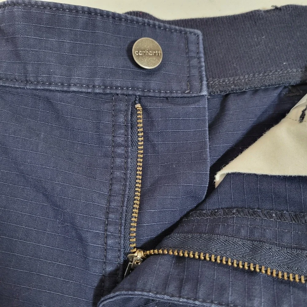 Carhartt Original Fit Carpenter Roll Up Shorts Size 10 Navy Blue Women's 0779 - Picture 3 of 6